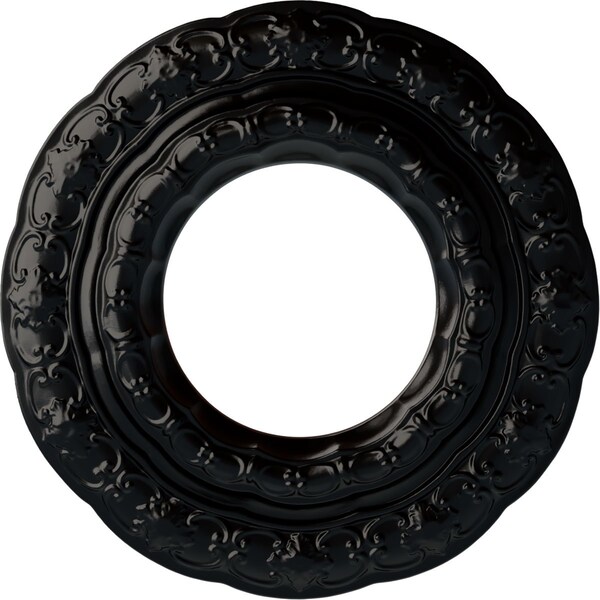 Ekena Millwork Lisbon Ceiling Medallion (Fits Canopies up to 7"), Hand-Painted Jet Black, 15 3/8"OD x 7"ID x 1"P CM15LIBLF - main
